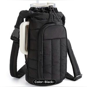 NWOT Black Crossbody Water Bottle, w/Large Pocket